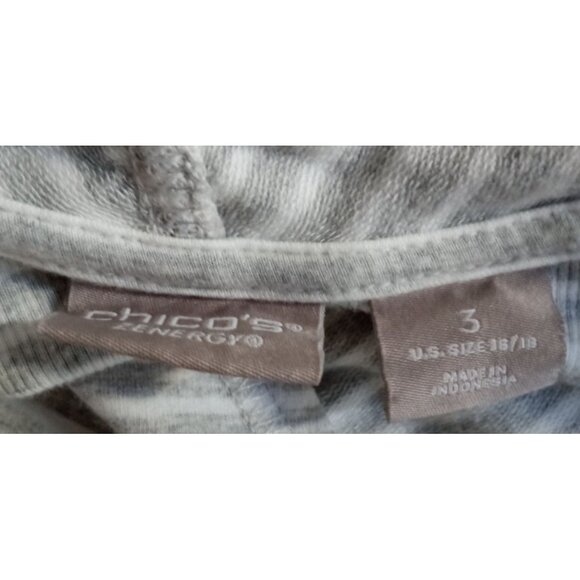 Chicos Womens  Size 3 Modal Cotton Blend Striped Gray Long Sleeve jacket Top - Picture 2 of 8